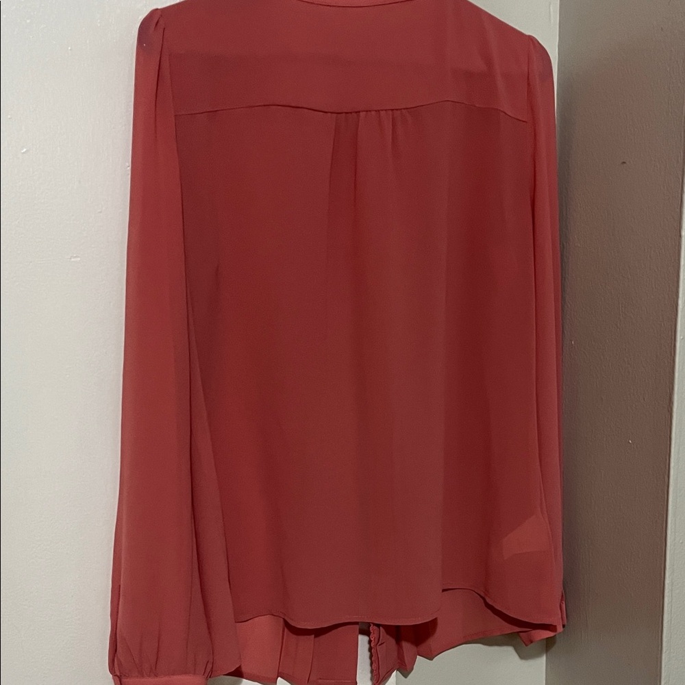 LOFT Rose Pink Pleated Button-Front Blouse - Picture 3 of 4